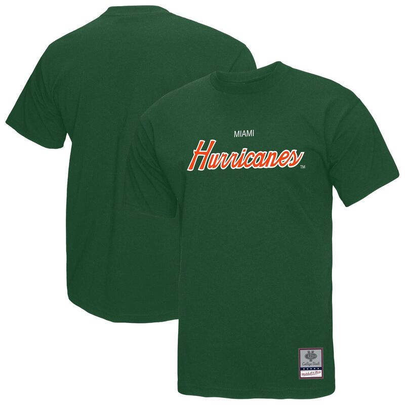 ミッチェル&ネス メンズ トップス Tシャツ Men's Mitchell & Ness Green Miami Hurricanes Elite Script-Shirt Mia Green グリーン