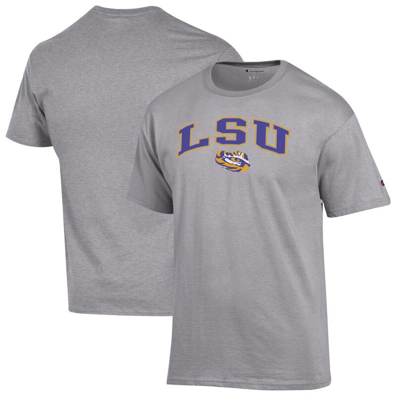 チャンピオン メンズ トップス Tシャツ ロゴ MenChampion Heather Gray LSU Tigers Arch Over Logo T-Shirt Lsu Grey グレー