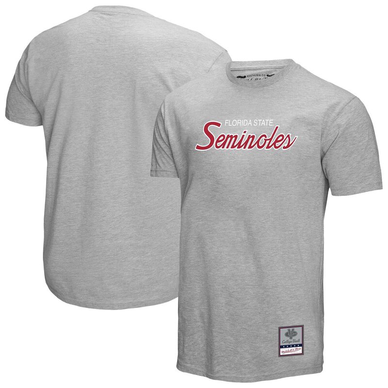 ミッチェル&ネス メンズ トップス Tシャツ Men's Mitchell & Ness Gray Florida State Seminoles Elite Script-Shirt Fsu Grey グレー