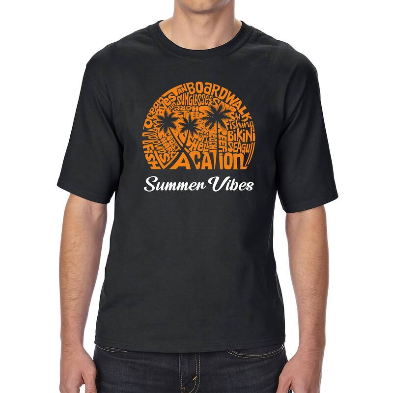 エルエーポップアート メンズ トップス Tシャツ トール LA Pop Art Summer Vibes - Men's Tall And Long Word Art-shirt Black ブラック｜ReVida 店