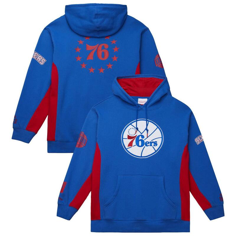 ミッチェル&ネス メンズ トップス Tシャツ フリース パーカー Men's Mitchell & Ness Royal Philadelphia 76ers Hardwood Classics Team Origins Fleece Pullover Hoodie 76r Blue ブルー