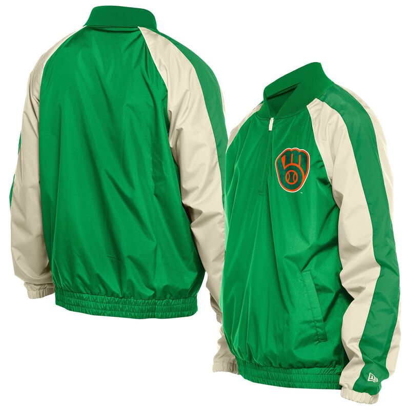 ニューエラ メンズ トップス Tシャツ Men's New Era Kelly Green Milwaukee Brewerst. Patrick's Day Ripstop Raglan Quarter-Zip Windbreaker Brw Green グリーン｜ReVida 店