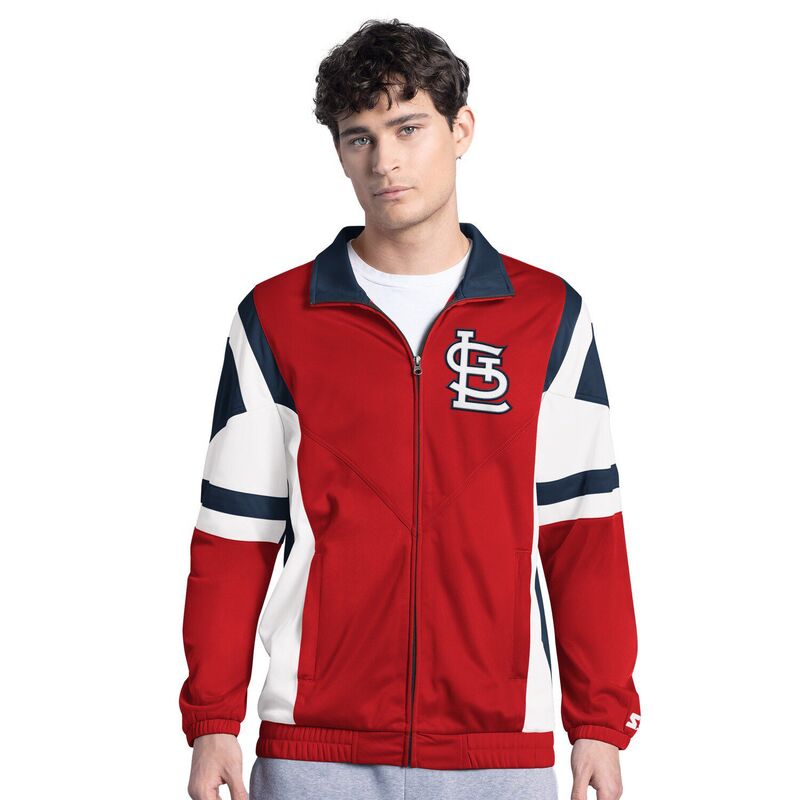 スターター メンズ アウター ジャケット・ブルゾン Men'startered/Navy St. Louis Cardinals Contender Tricot Full-Zip Track Jacket Crd Red レッド