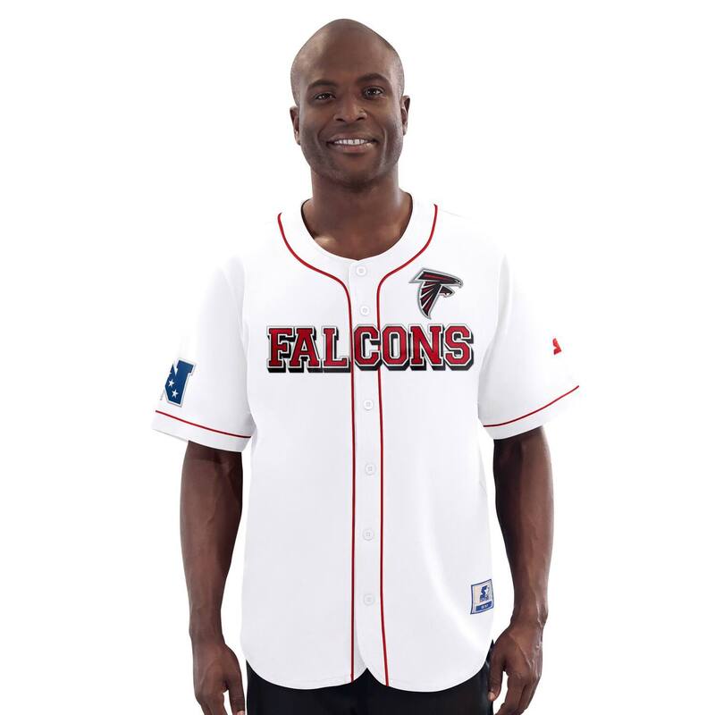 スターター メンズ トップス Tシャツ ジャージー Men'starter White Atlanta Falcons Relay Full-Button Baseball Jersey Fal White ホワイト