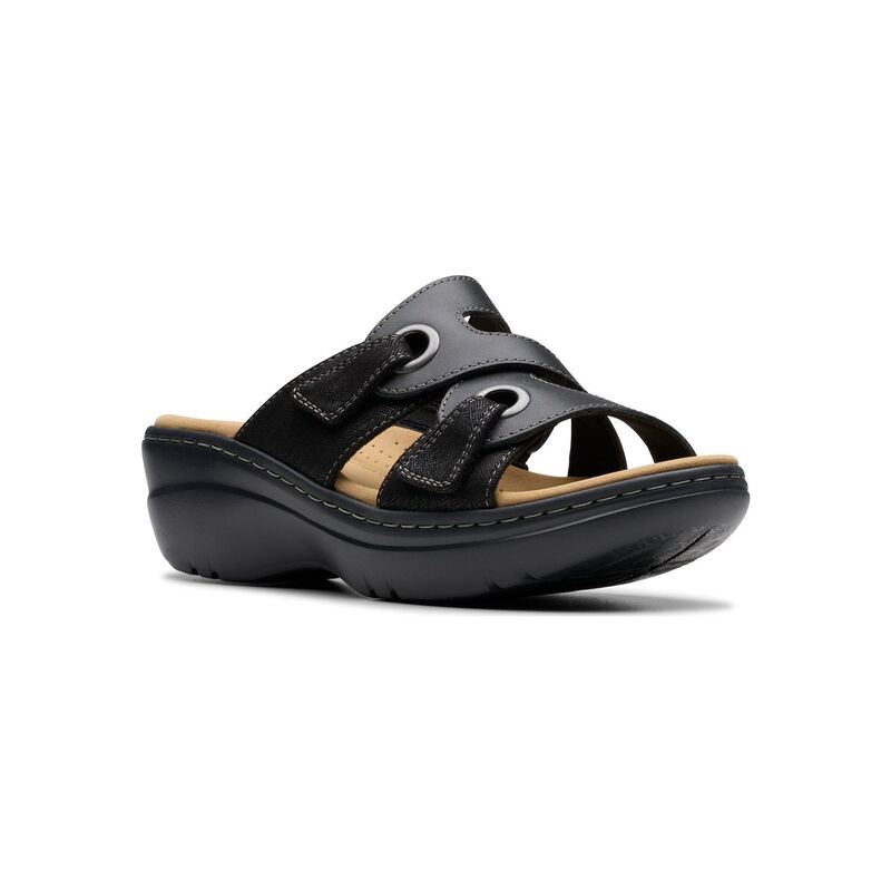 クラークス レディース シューズ サンダル プラットフォーム Clarks Merliah2 Cove Women'slide Platform Sandals Black Leather ブラック