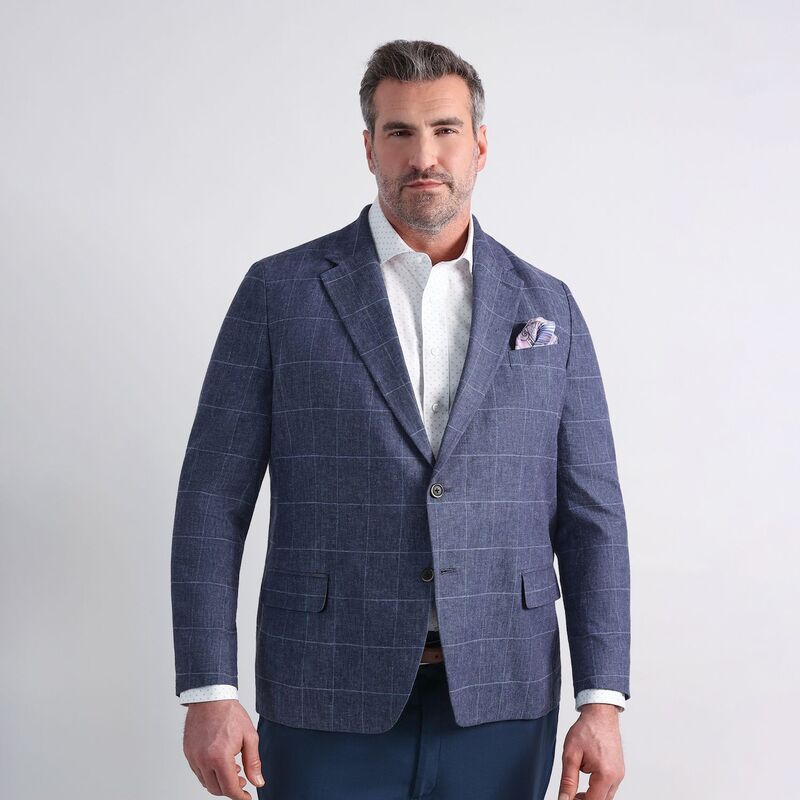 ハガー メンズ アウター ジャケット・ブルゾン トール コート Big & Tall J.M. Haggar Plaid Windowpane Tailored Fit Sport Coat Chambray チェック