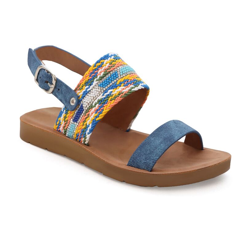 ヨキ レディース シューズ サンダル Yoki Brynn-45Y Beaded Open-Toe Little Kids Girls Backstrap Sandals Denim デニム|ReVida 店