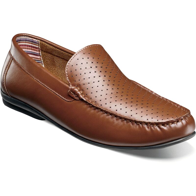 ステイシーアダムス メンズ シューズ スリッポン・ローファー Stacy Adams Conroy Men's Moc Toe Slip-On Shoes Cognac｜ReVida 店