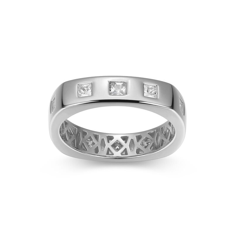 アンブランデッド メンズ アクセサリー リング Unbranded Men'sterling Silver Cubic Zirconia Square Band Ring Sterling シルバー