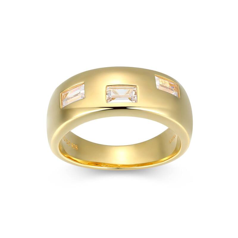 アンブランデッド メンズ アクセサリー リング Unbranded Men's 18k Gold Over Silver 3-Stone Cubic Zirconia Band Ringold Tone ゴールド