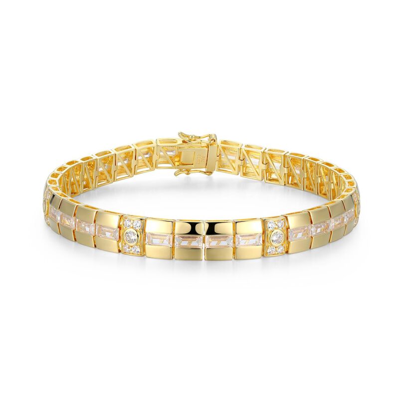 アンブランデッド メンズ 付属物 ブレスレット・バングル・アンクレット Unbranded Men\u0027s 18k Over Silver Cubic Zirconia Bracelet Gold Tone ゴールド
