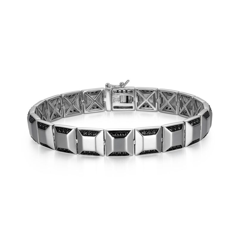 アンブランデッド メンズ 付属物 ブレスレット・バングル・アンクレット Unbranded Men\u0027s Gunmetal Sterling Silver Cubic Zirconia Bracelet Sterling しろがね色