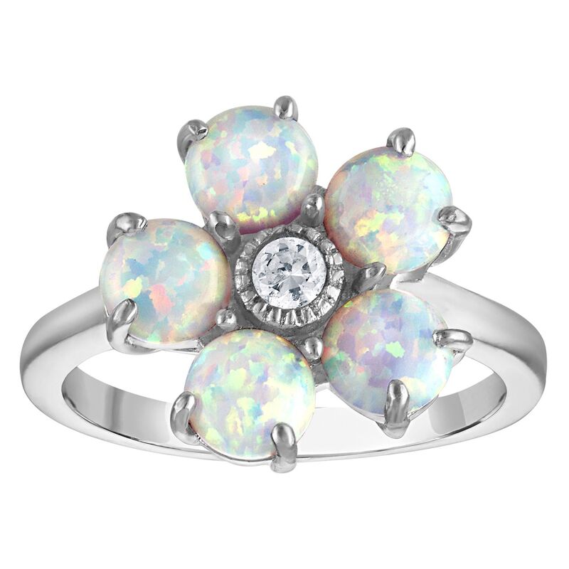 Designs by Gioelli レディース アクセサリー リング Designs by Gioelli Sterling Silver Lab-Created Opal Flowering Sterling シルバー