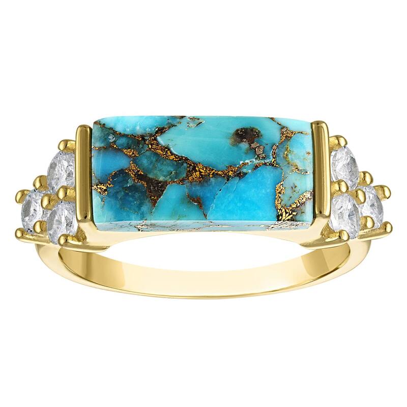 Designs by Gioelli レディース アクセサリー リング Designs by Gioelli Gold Over Sterling Silver 3 Carat Copper Turquoise Ringold Tone ゴールド|ReVida 店