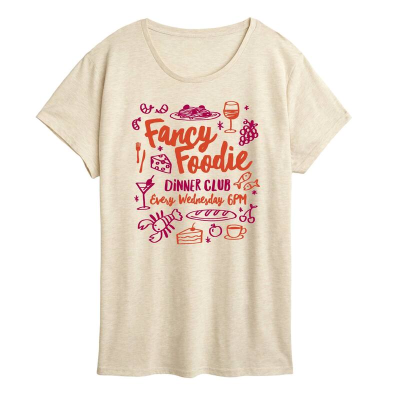 アニメキャラクター レディース トップス Tシャツ グラフィック Licensed Character Women's Fancy Foodie Dinner Club Graphic Tee Beige ベージュ