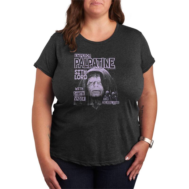 スター ウォーズ レディース トップス Tシャツ プラスサイズ グラフィック Plusize Star Wars Emperor Palpatine Graphic Tee Heather Charcoal チャコール