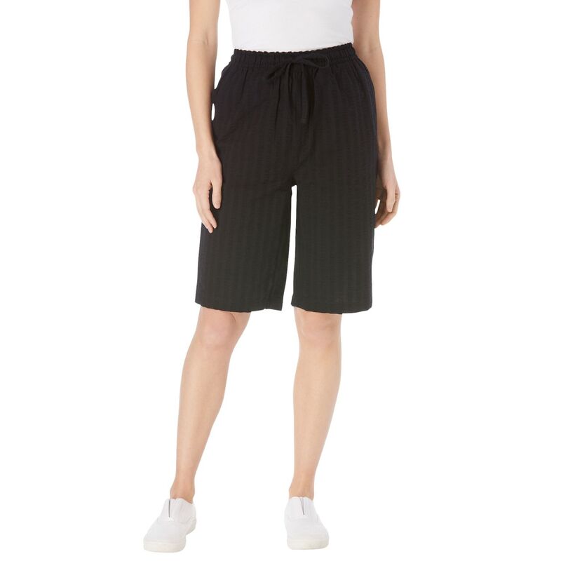 ウーマン ウィズイン レディース ボトムス ハーフパンツ・ショーツ プラスサイズ Woman Within Women's Plusize Seersucker Short Navy ネイビー
