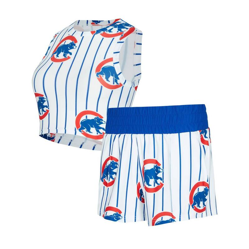 アンブランデッド レディース アンダーウェア ナイトウェア Unbranded Women's Conceptsport White Chicago Cubs Pinstripe Record Tank & Short Set Cub White ホワイト