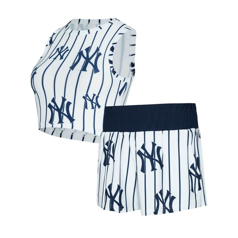 アンブランデッド レディース アンダーウェア ナイトウェア Unbranded Women's Conceptsport White New York Yankees Pinstripe Record Tank & Short Set Ynk White ホワイト 11,684円
