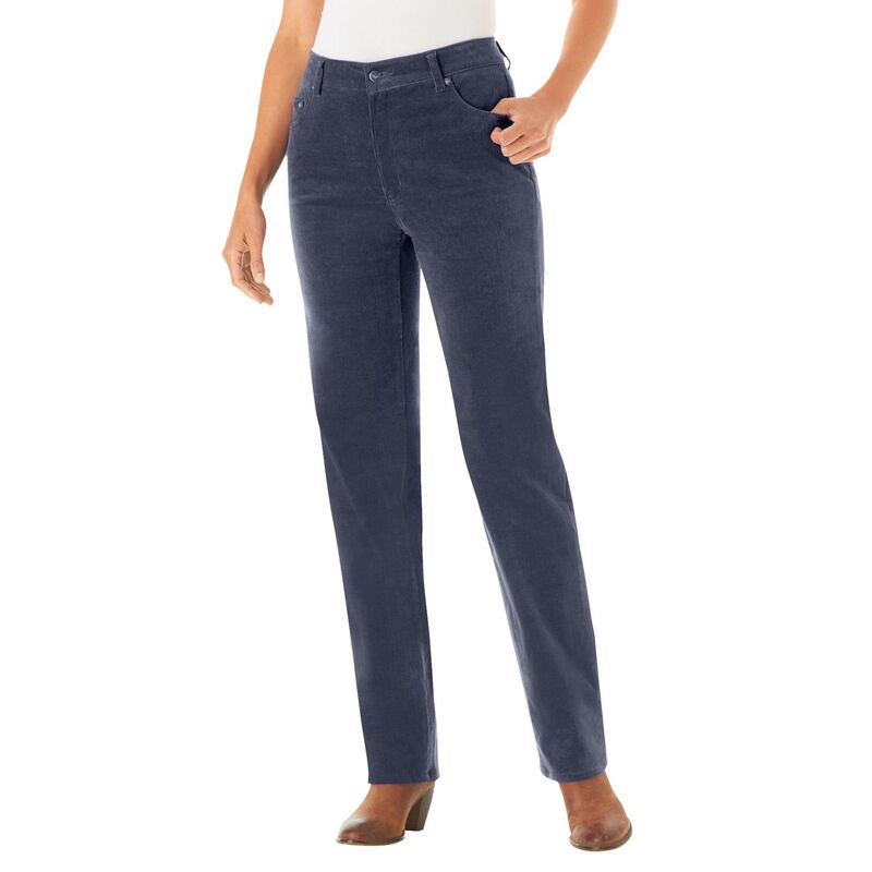 ウーマン ウィズイン レディース ボトムス カジュアルパンツ ストレート コーデュロイ プラスサイズ Woman Within Women's Plusize Corduroy Straight Leg Stretch Pant Navy ネイビー