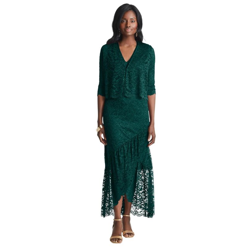 ジェシカロンドン レディース トップス ワンピース プラスサイズ レース ジャケット Jessica London Women's Plusize 2-Piece Lace Tulip Jacket Dress Emerald Green グリーン 26,850円
