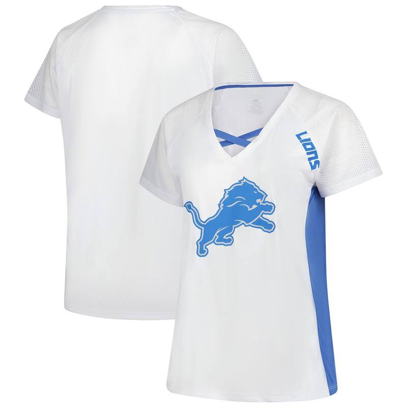ファナティクス レディース トップス Tシャツ Vネック プラスサイズ レース Women's Fanatics White Detroit Lions Plusize Glitter Lace-Up V- Neck T-Shirt Lns White ホワイト