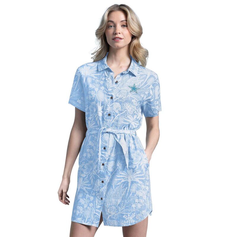 マルガリータビル レディース トップス ワンピース リネン Women's Margaritaville Light Blue Dallas Cowboys Palm Linen Dress Cow Light ブルー 16,086円