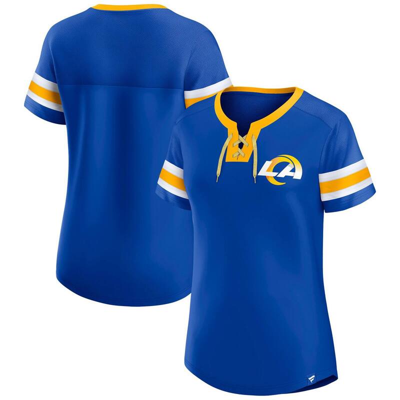 ファナティクス レディース トップス Tシャツ レース Women's Fanatics Royalos Angeles Rams Lace-Up Bling T-Shirt Lar Blue ブルー 12,935円
