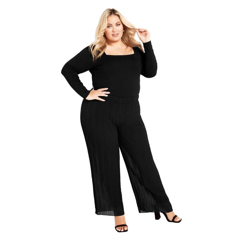 アベニュー レディース ボトムス カジュアルパンツ プラスサイズ プリーツ Avenue Women's Plusize Victoria Pleated Pull On Pant Black ブラック