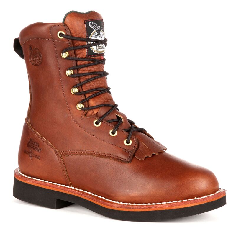 ジョージアブーツ メンズ シューズ ブーツ・レインブーツ レース Georgia Boots Farm & Ranch Lacer Men's 8-in. Work Boots Barracuda Walnut｜ReVida 店