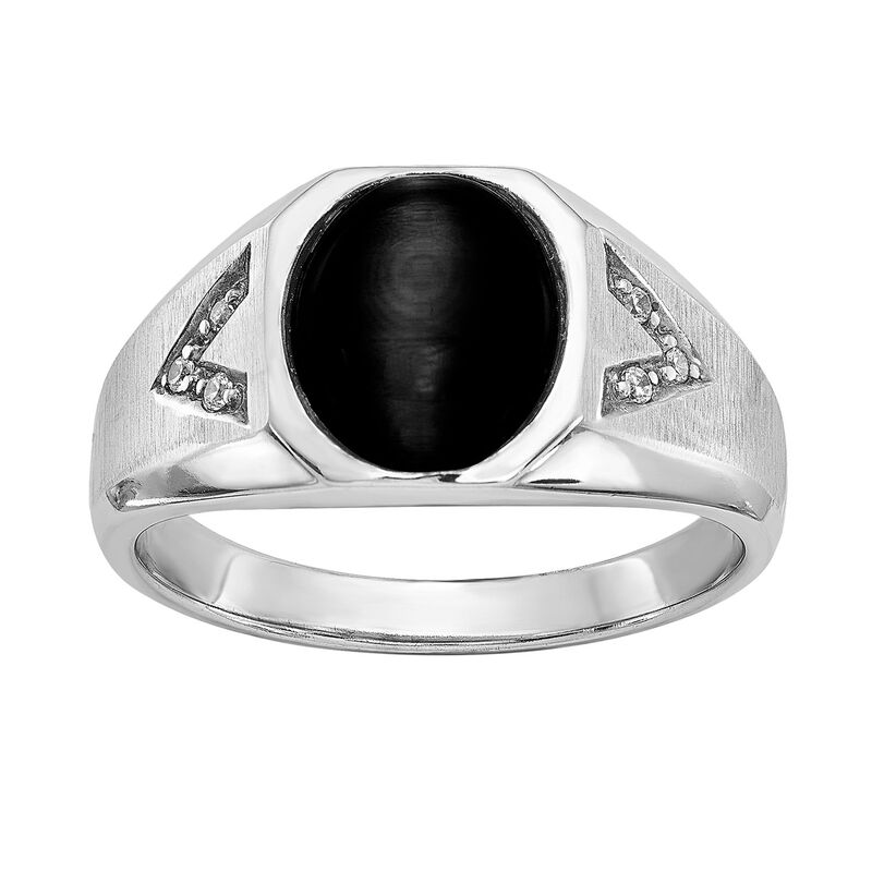 アンブランデッド メンズ アクセサリー リング Unbranded Men'sterling Silver Onyx & Diamond Accent Cabochon Ring Sterling シルバー