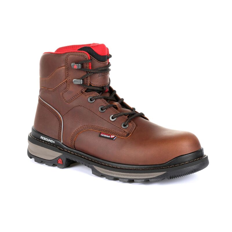 ロッキー メンズ シューズ ブーツ・レインブーツ Rocky Rams Horn Men\u0027s Waterproof Composite Toe Work Boots Dark Brown 赤銅色