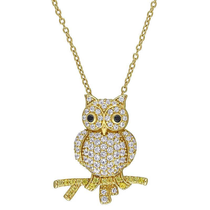ステラ グレース レディース アクセサリー ネックレス・チョーカー・ペンダントトップ Stella Grace Lab-Created White & Yellow Sapphire Owl Pendant Gold Tone ゴールド