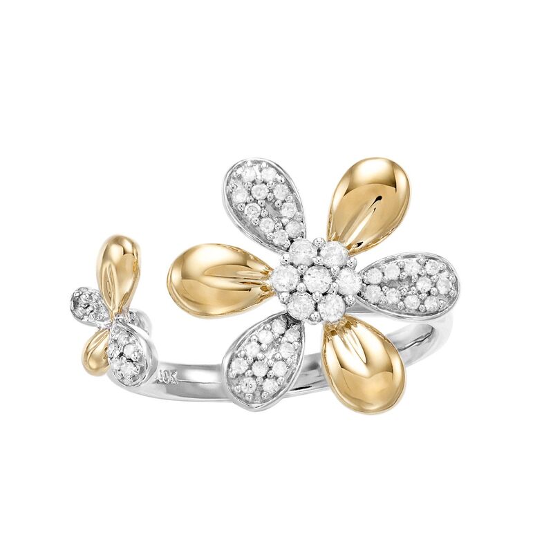 アンブランデッド レディース アクセサリー リング Unbranded Two Tone Sterling Silver 1/4 Carat.W. Diamond Flowering Two Tone シルバー