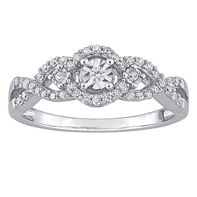 ステラ グレース レディース アクセサリー リング Stella Grace Sterling Silver 1/4 Carat.W. Diamond Swirl Halo Ring Sterling シルバー