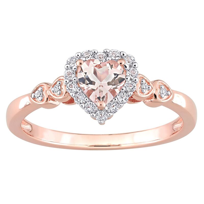 ステラ グレース レディース アクセサリー リング Stella Grace 18k Rose Gold Over Silver Morganite White Topaz & Diamond Accent Heart Ring Rose Gold Tone ゴールド|ReVida 店