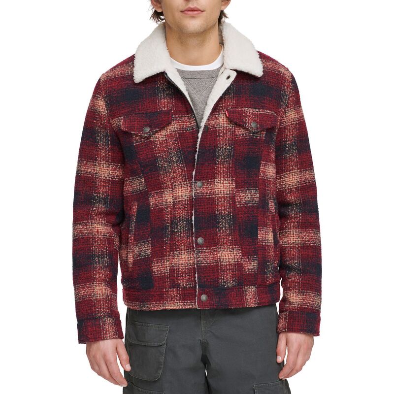 リーバイス メンズ アウター ジャケット・ブルゾン ウール Men's Levi'sR Faux Wool Sherpa Lined Trucker Jacket Red レッド