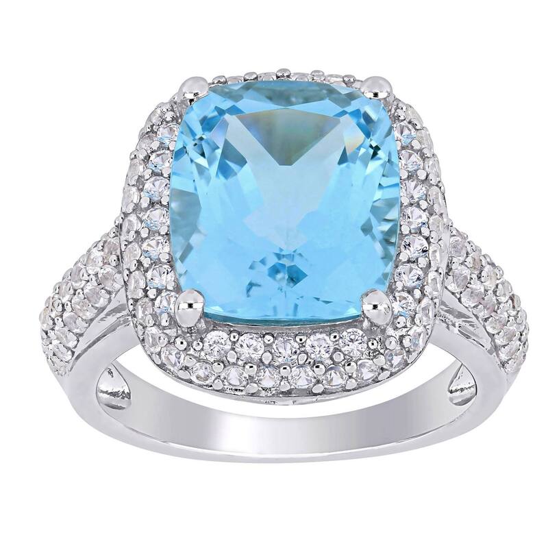 ステラ グレース レディース アクセサリー リング Stella Grace Sterling Silver Sky Blue Topaz & Lab-Created White Sapphire Double Halo Ring Sterling ホワイト|ReVida 店