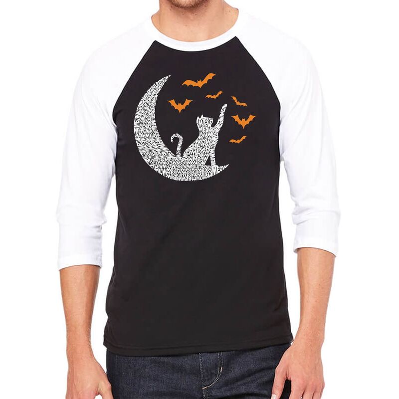 エルエーポップアート メンズ トップス Tシャツ LA Pop Art Lunar Bats - Men's Raglan Baseball Word Art-shirt Black White ホワイト|ReVida 店