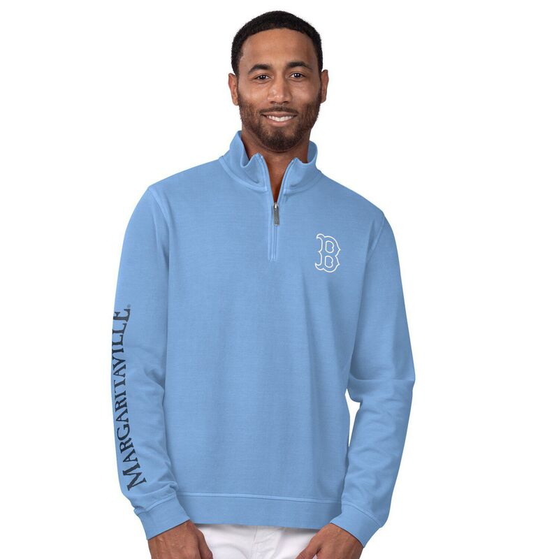 マルガリータビル メンズ トップス Tシャツ Men's Margaritaville Light Blue Boston Red Sox First Pitch Quarter-Zipullover Top Rsx Light ブルー