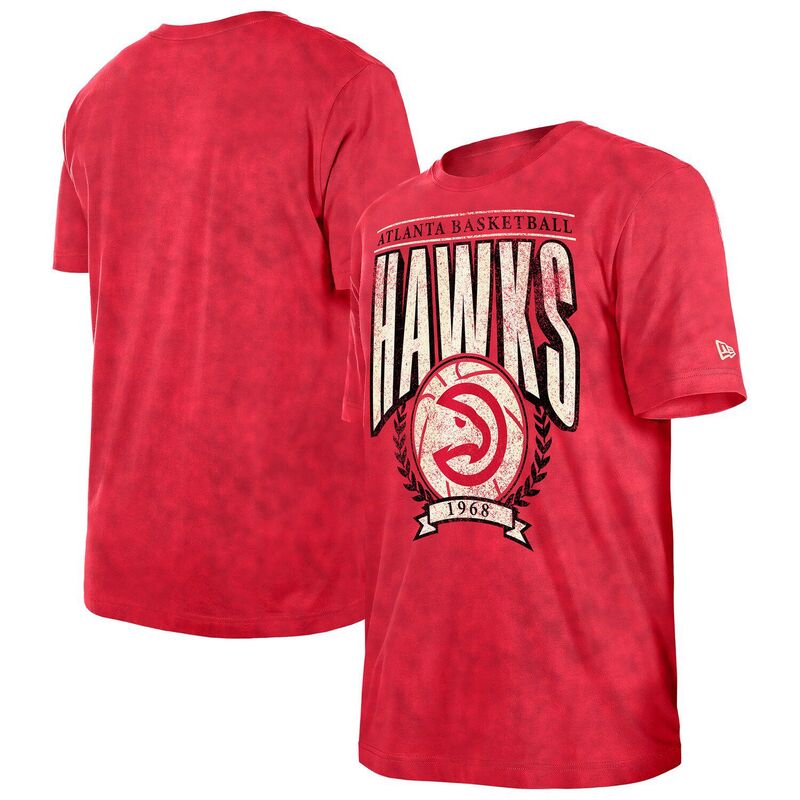 ニューエラ メンズ トップス Tシャツ Men's New Era Red Atlanta Hawks Hardwood Classics Oversized Boxy Mineral Wash T-Shirt Haw Red レッド|ReVida 店
