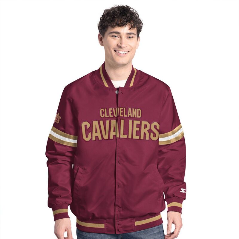 スターター メンズ アウター ジャケット・ブルゾン Men'starter Wine/Gold Cleveland Cavalierscout Full Snap Varsity Jacket Cav Multi マルチカラー｜ReVida 店