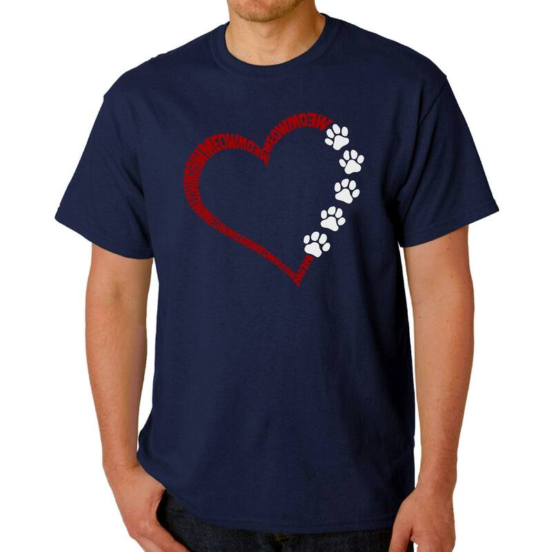 エルエーポップアート メンズ トップス Tシャツ LA Pop Art Meow Heart - Men's Word Art-Shirt Navy ネイビー｜ReVida 店