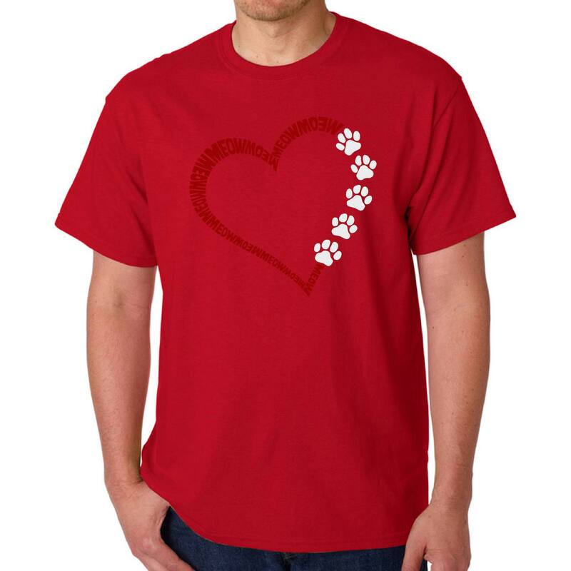 エルエーポップアート メンズ トップス Tシャツ LA Pop Art Meow Heart - Men's Word Art-Shirt Red レッド｜ReVida 店