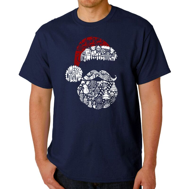 エルエーポップアート メンズ トップス Tシャツ LA Pop Art Santa Pics - Men's Word Art-Shirt Navy ネイビー