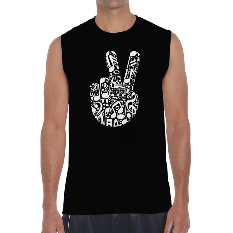 エルエーポップアート メンズ トップス Tシャツ ノースリーブ LA Pop Art Peace Finger Notes - Men's Word Art Sleeveless T-Shirt Black ブラック