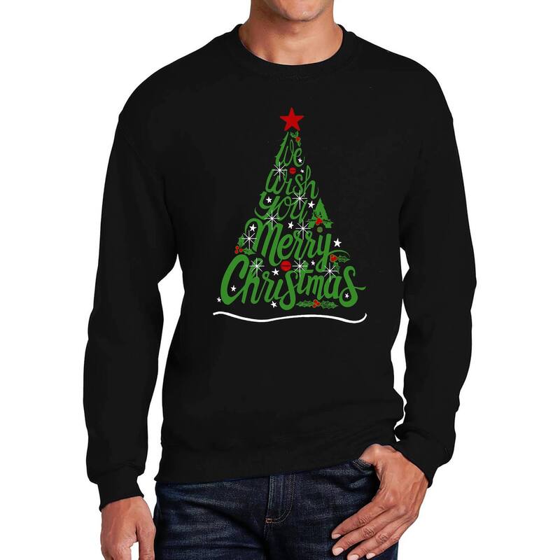 エルエーポップアート メンズ トップス Tシャツ クルーネック スウェット LA Pop Art We Wish You A Merry Christmas - Men's Word Art Crewneck Sweatshirt Black ブラック