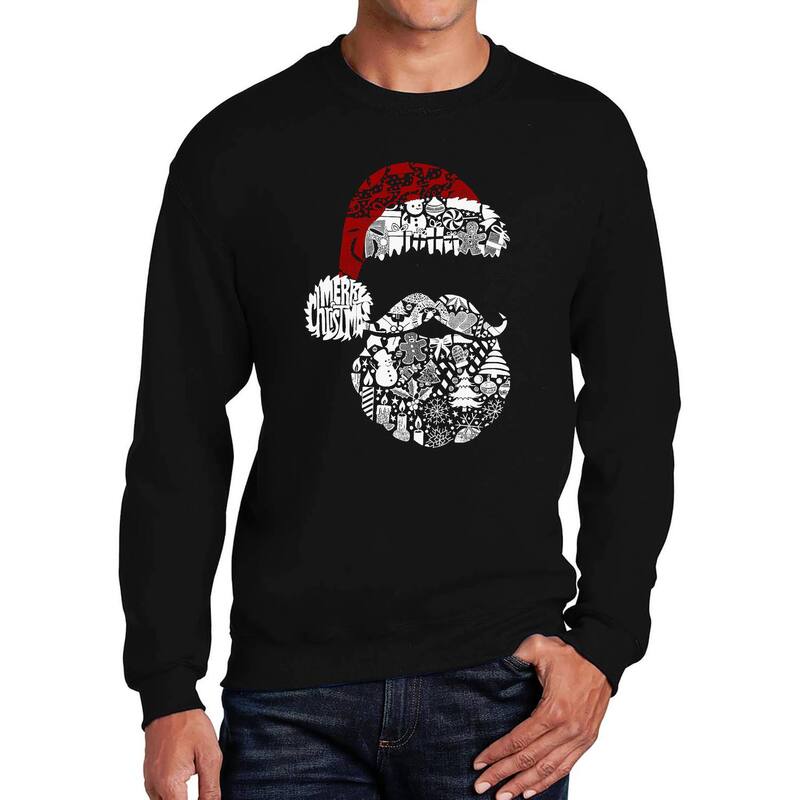 エルエーポップアート メンズ トップス Tシャツ クルーネック スウェット LA Pop Art Santa Pics - Men's Word Art Crewneck Sweatshirt Black ブラック