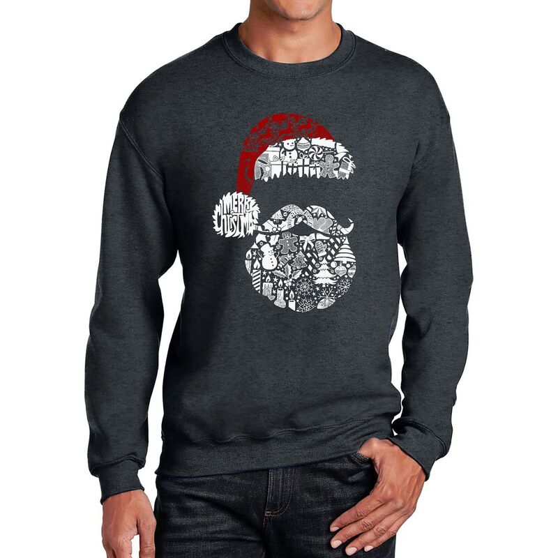 エルエーポップアート メンズ トップス Tシャツ クルーネック スウェット LA Pop Art Santa Pics - Men's Word Art Crewneck Sweatshirt Grey グレー