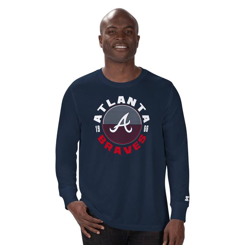 スターター メンズ トップス Tシャツ Mentarter Navy Atlanta Braves Halftime Long Sleeve T-Shirt Brv Navy ネイビー